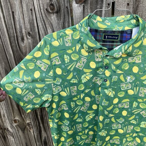 William Murray Golf Navy Polo “Lemon Life” Men’s Medium Green Cocktail Booze - Picture 4 of 12